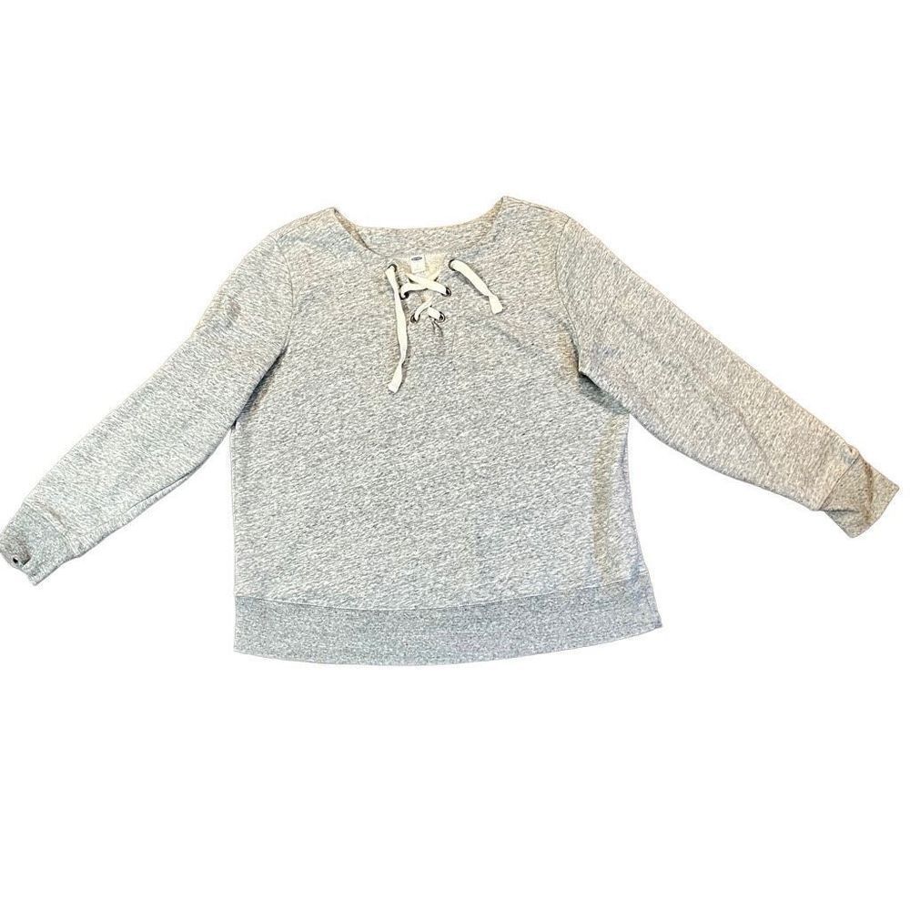 Old Navy Gray Lace Up Sweatshirt Large